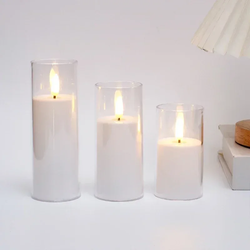 Flameless LED Pillar Candles with Remote, Set of 3, photo 7