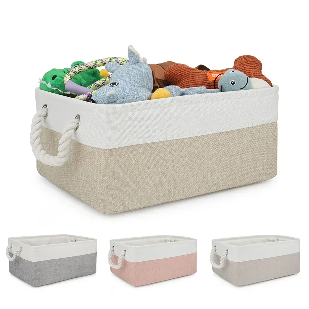 Foldable Fabric Storage Basket with Rope Handles, photo 2