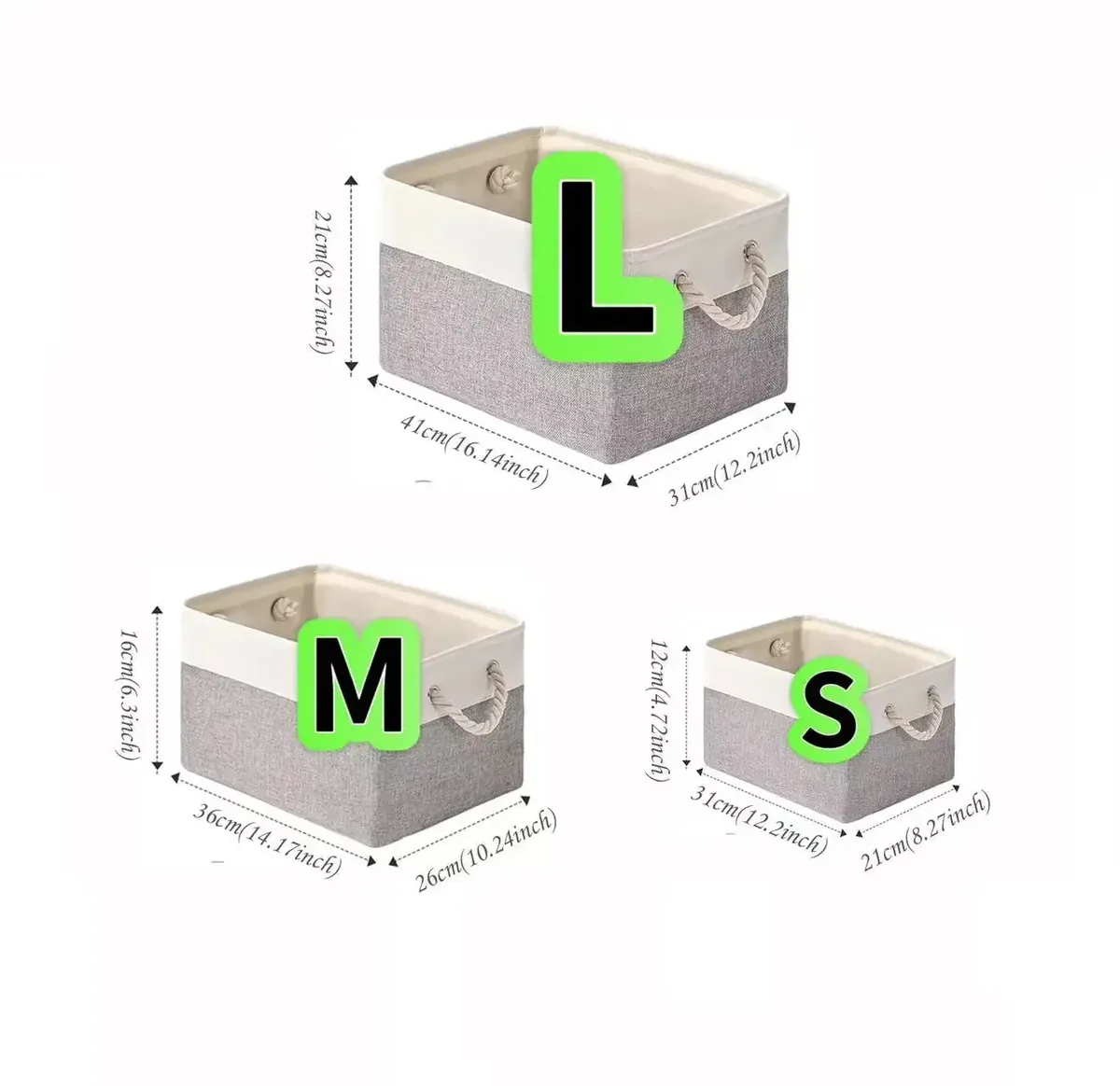 Foldable Fabric Storage Basket with Rope Handles, photo 3