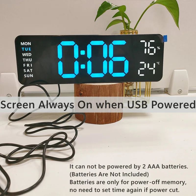 Digital Wall Clock with Day, Date and Temperature, photo 2