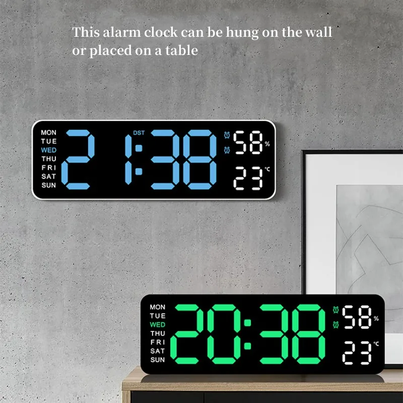 Digital Wall Clock with Day, Date and Temperature, photo 3