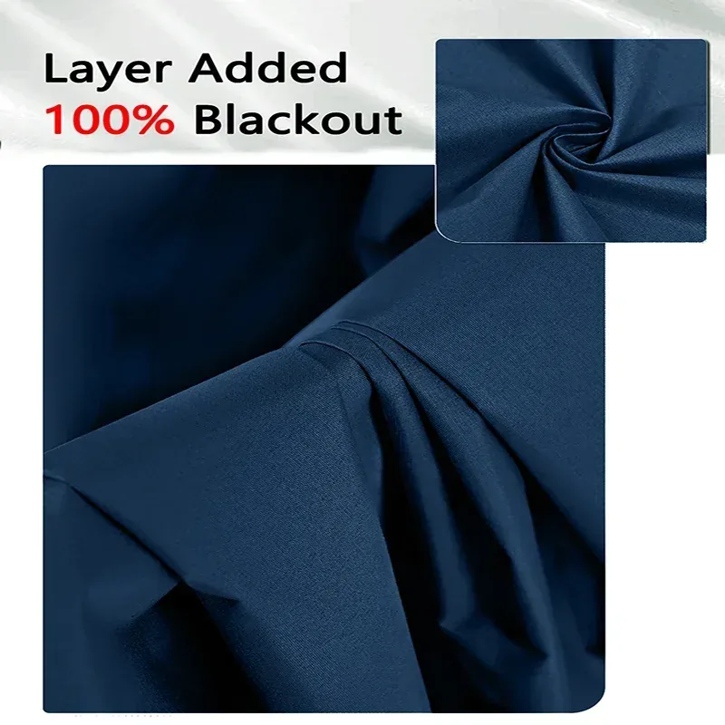 Navy Blackout Curtains with Eyelets, photo 3