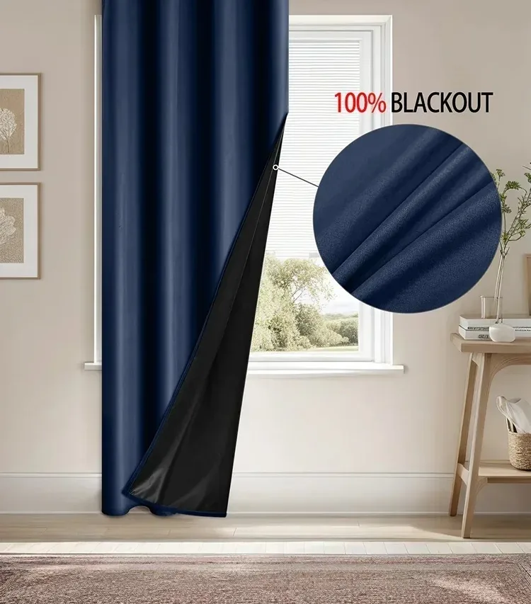 Navy Blackout Curtains with Eyelets, photo 8