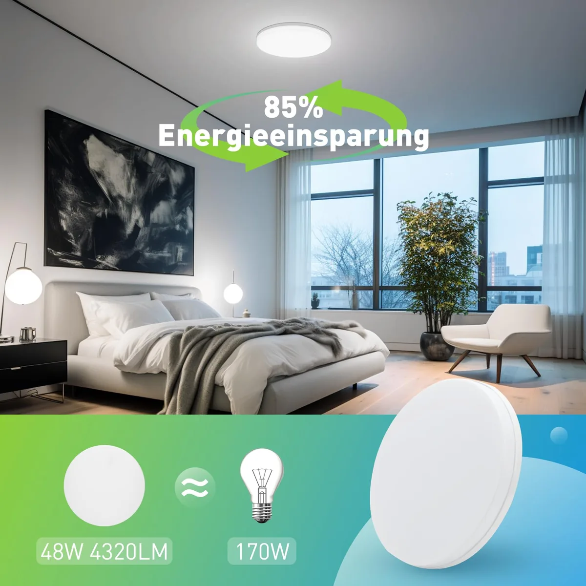 Round Slim LED Ceiling Light, IP44, photo 2