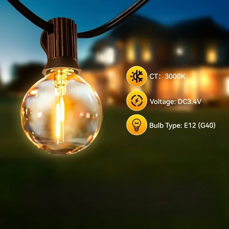 Solar G40 Globe String Lights, 21 m, photo 6
