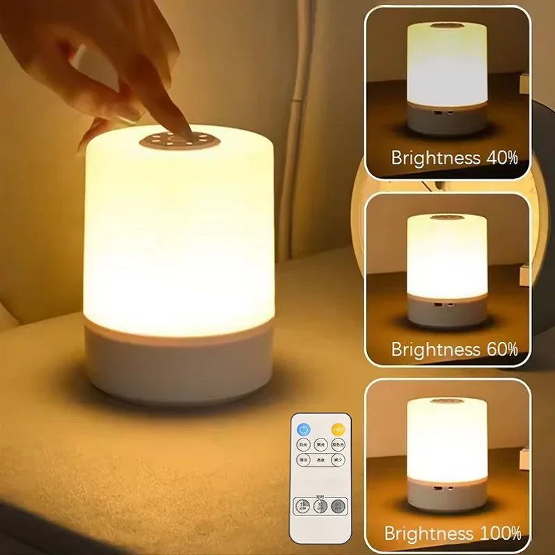 Small touch dimmable bedside lamp with a remote control